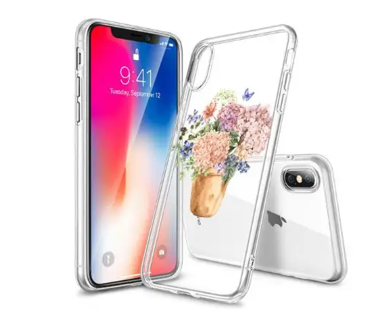 Чехол для телефона с цветочным принтом прозрачный ТПУ чехол рисунком iPhone 5 5s X XS XR
