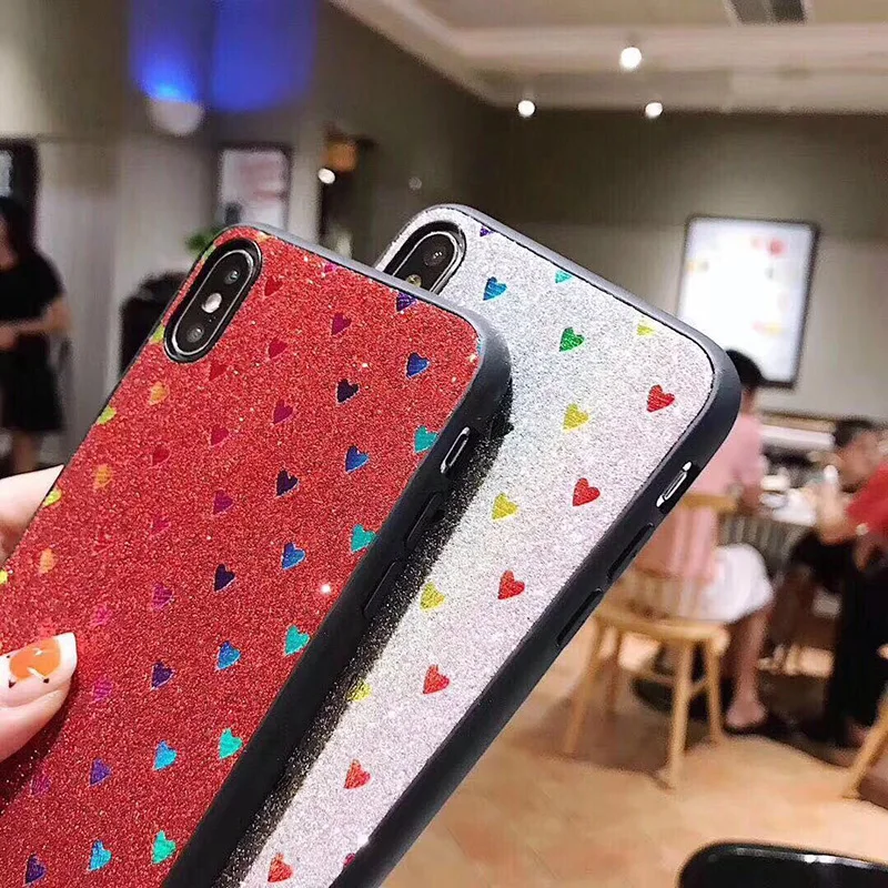 Модные песчинки блеск сердце любовь чехол для iPhone X XS Max XR жесткий iphone 8 7 6 S Plus