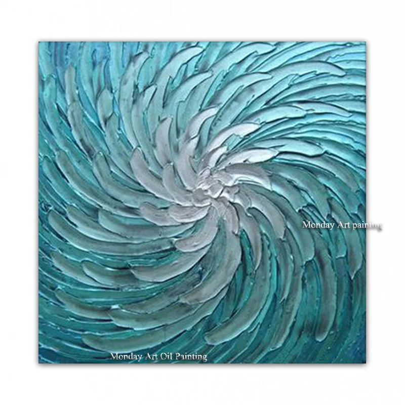 

Large Palette 3D Paintings Hand Painted Knife Blue Wind Oil Painting On Canvas For Living Room Modern Abstract Wall Art Pictures