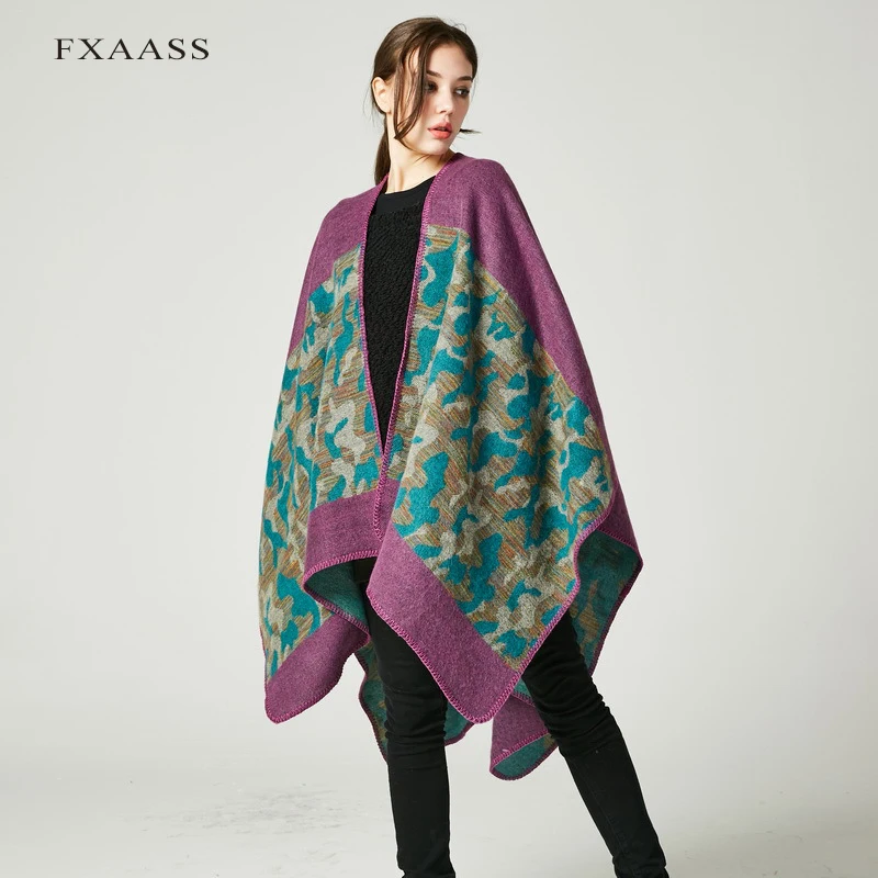 Новинка осень/зима шаль FXAASS одеяло пончо женский шарф камуфляжные кашемировые