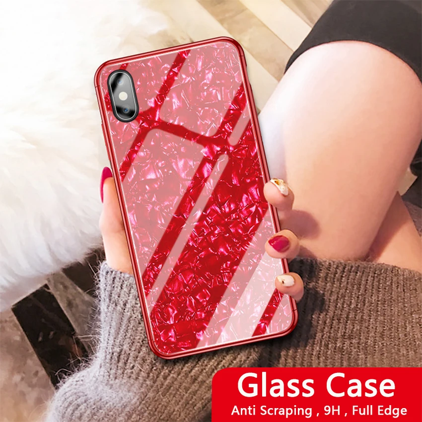 For iphone XS Max Case Glitter Tempered Glass Coque 6 6S 7 8 Plus X XR Luxury Funda 7Plus 8Plus |