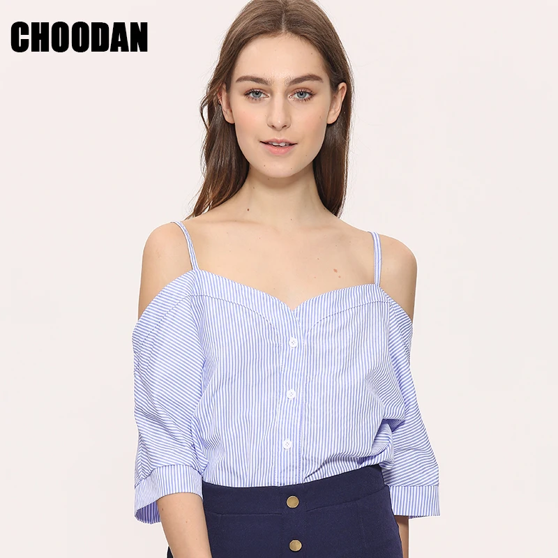Женская блузка с открытыми плечами в полоску воротником лодочкой|ladies clothing|ladies