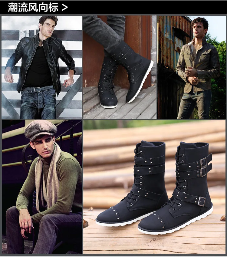 2015 British male fashion Martin boots leather high-top army casual men's winter |