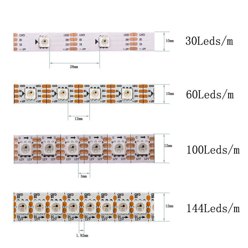 RGB светодиодная Пиксельная лента WS2815 (обновление WS2813) индивидуально Адресуемая