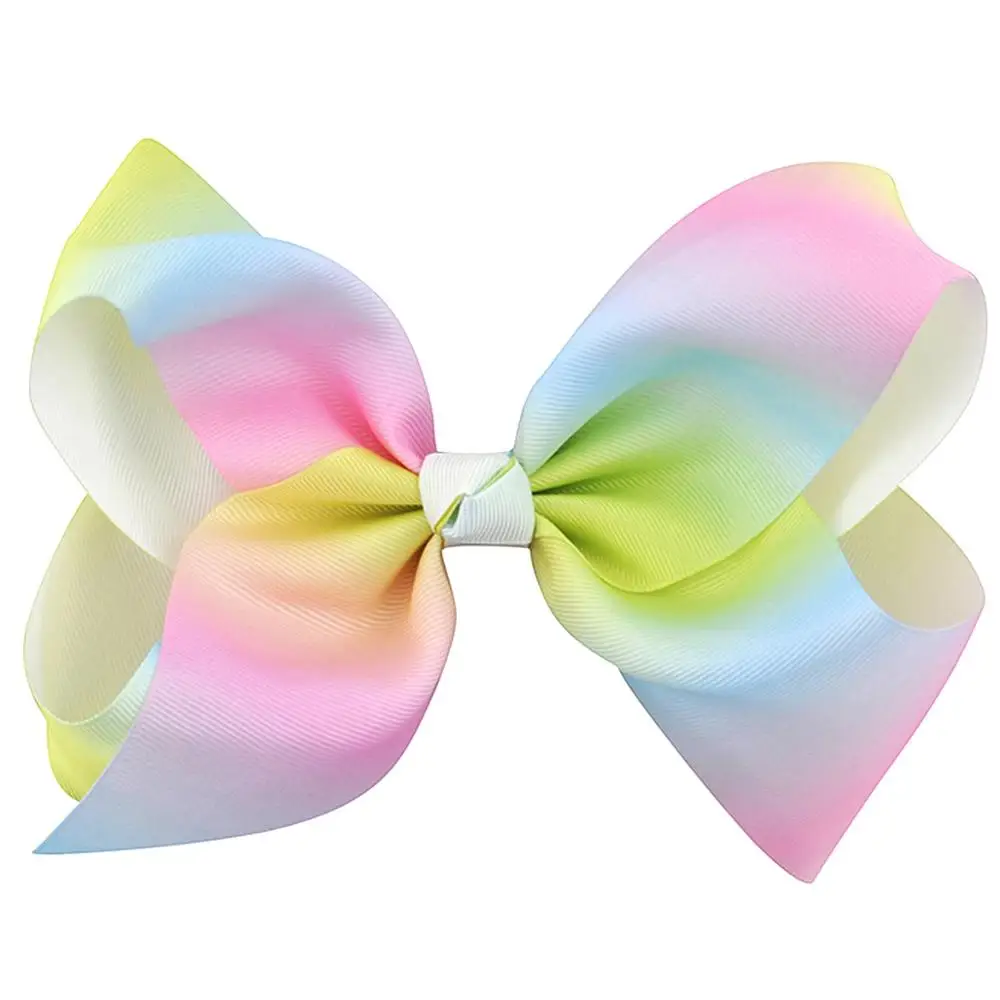 FJ1044 8 дюймов, женские стразы, принт радуги, заколки для волос, большие Ленточные банты, аксессуары для волос для девочек, заколки для волос, детские головные уборы - Цвет: FJ1044
