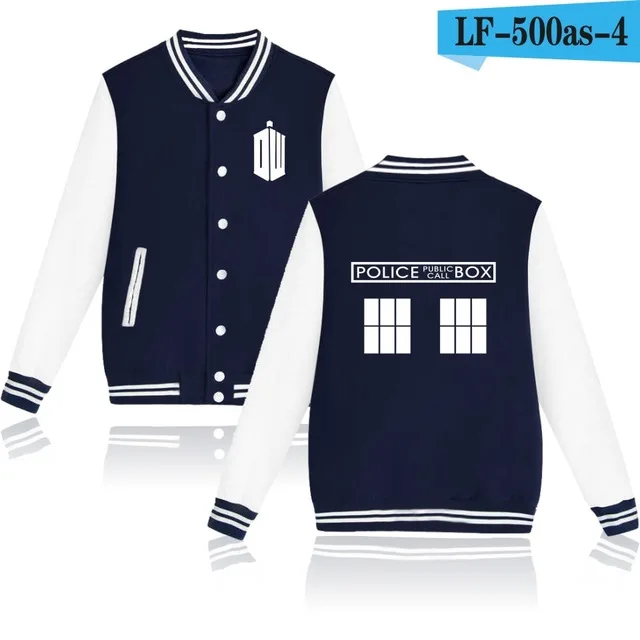 navy blue and white 4 цвета для женщин/мужчин doctor who бейсбольная куртка пальто doctor who Женская Толстовка для женщин doctor who куртки толстовки 4XL - Цвет: navy blue and white