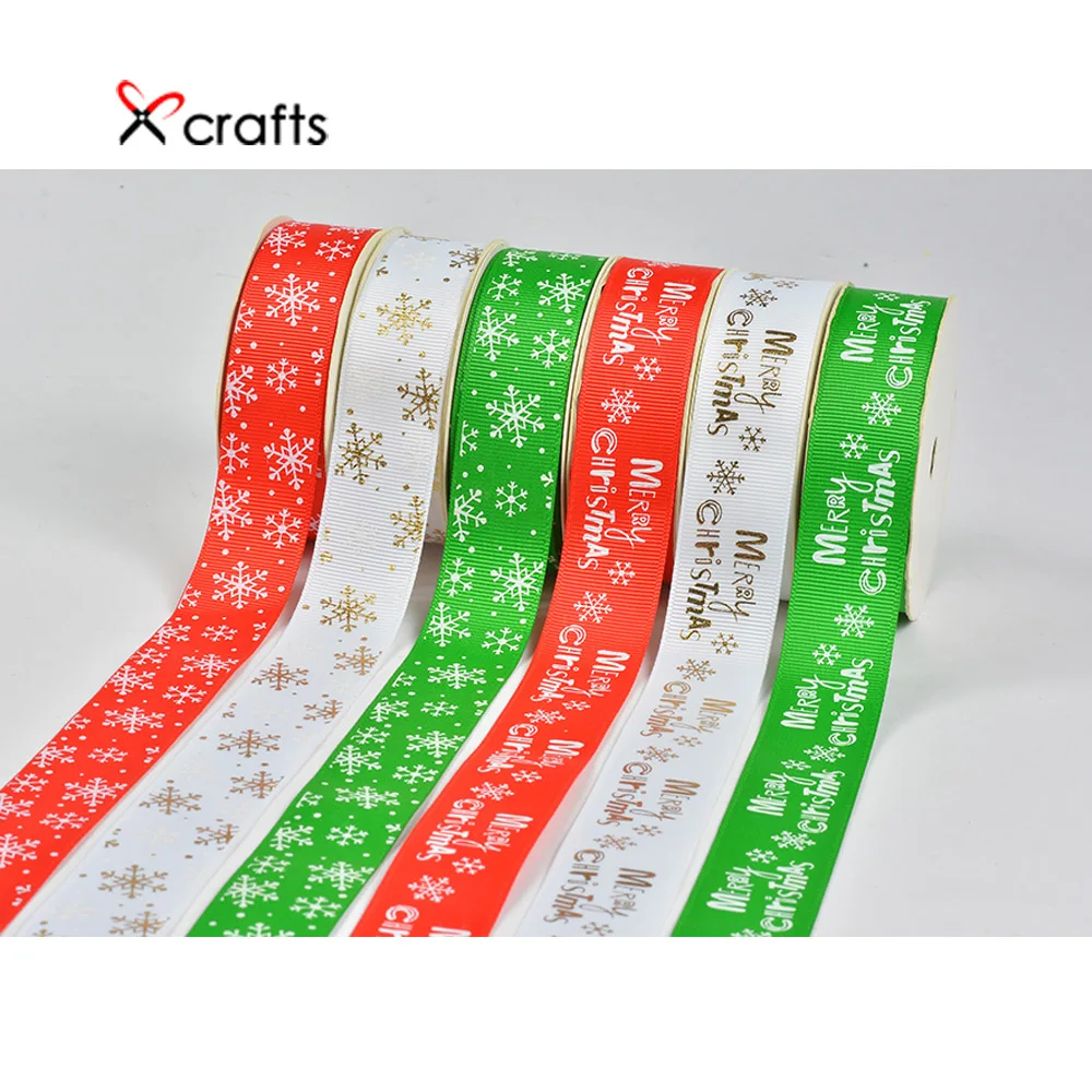 

Grosgrain Ribbon Christmas Snowflake Printed 25mm DIY Hair Bow Accessories Handmade Materials Gift Wrap