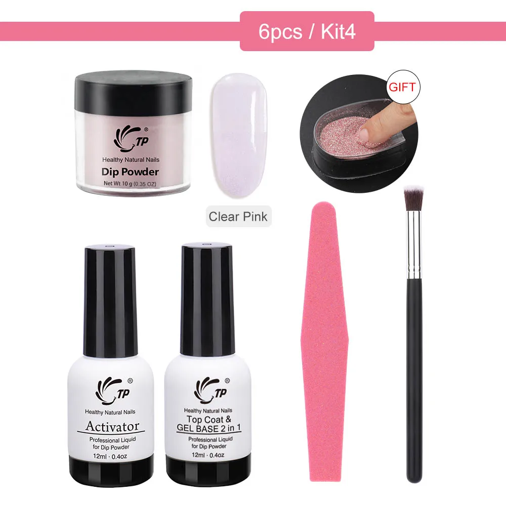 Kit 4 Стартовый набор, система Dip пудры, наборы для нейл-арта, для погружения пудры, дизайн основы, активатор, жидкий гель, цвет, натуральный, сухой, акриловый - Цвет: Kit 4