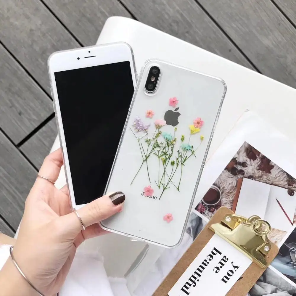 ORYKSZ Прозрачный блестящий мягкий чехол для iphone X XS MAX XR 7 6 6S 8 Plus с милым цветочным