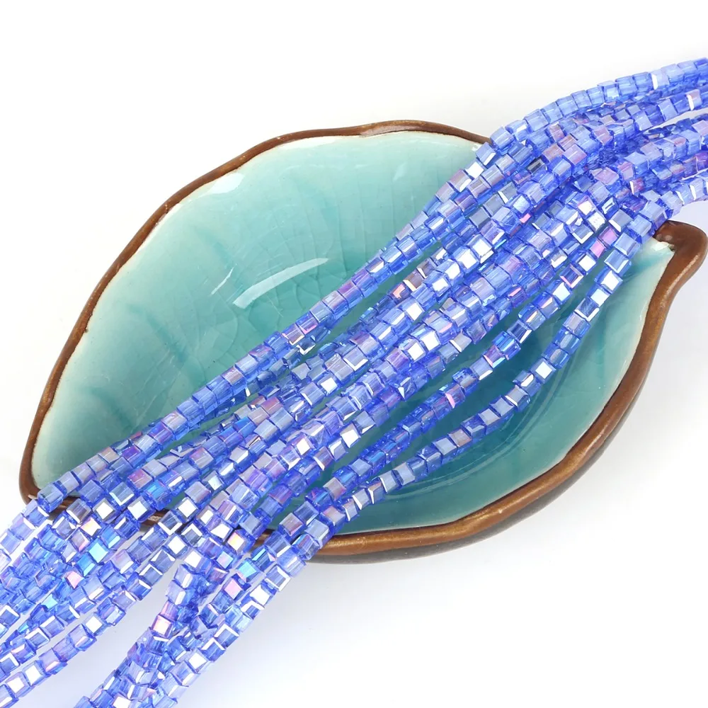 100 шт./лот 3 мм Разноцветные квадратные Австрийские хрустальные бусины стеклянные