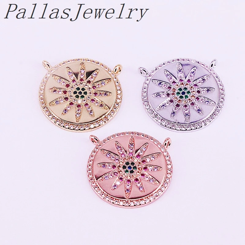 

10Pcs For Women Fashion Cz Zirconia Micro Pave Round Pendant Necklaces Mix Color Top Quality Jewelry