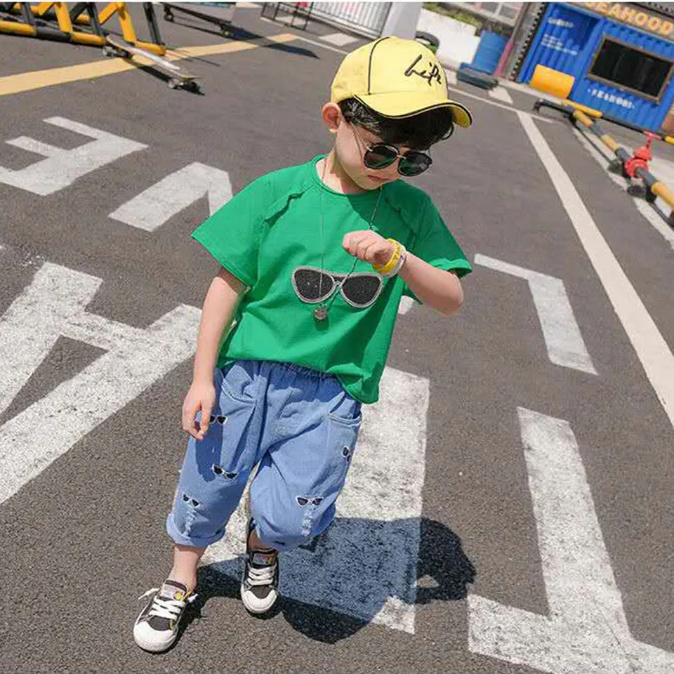 Novelty Style 2019 Kids Clothes Summer Cotton Boys Sets T Shirt + Shorts 2 Pcs/SET Toddler 3 Colors 4 5 6 7 8 9 10 | Детская одежда и