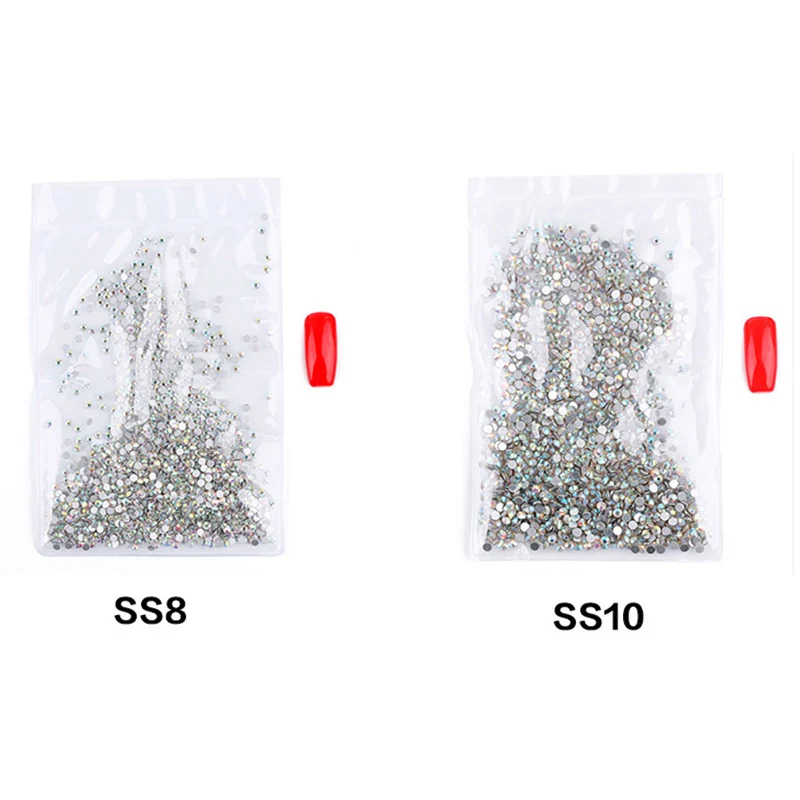 Высокий свет AAA rRhinestone Crystal AB Clear ss3 ss40 (1 3 мм 8 4 мм) Стразы без горячей фиксации с