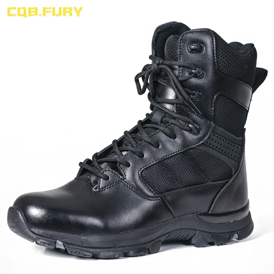 CQB.FURY кожаные мужские черные военные ботинки на шнуровке высокие тактические армейские ботинки боевые носимые ботинки с ремешком на щиколо...