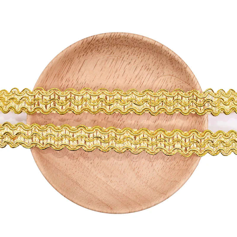 12 м Золотая отделка шитье кружева Цельная плетеная кружевная лента для одежды