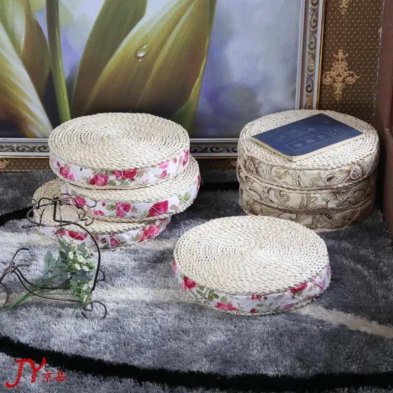 저렴한 수제 옥수수 껍질 매트 일본식 시트 쿠션 다다미 이불 요가 서클 명상 쿠션 무료 배송