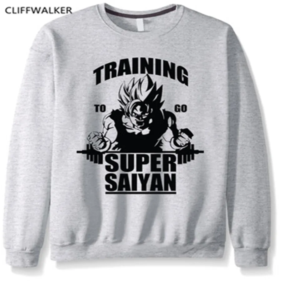 Для мужчин флис Супер Saiyan толстовка бренд Забавный О образным вырезом Новый