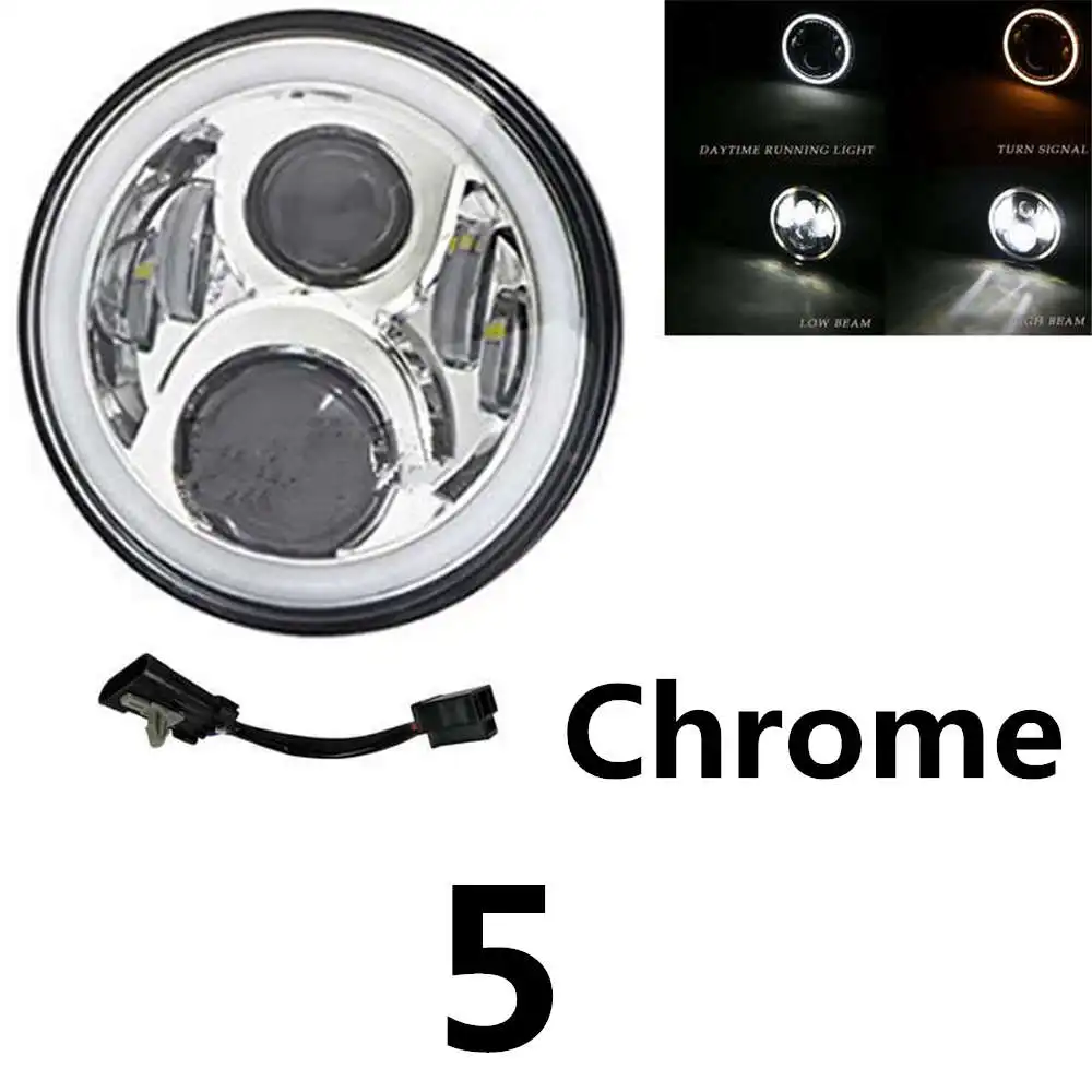 50w Halo light Silve 7 дюймов мотоциклетные светодиодный головной светильник мотоцикл автомобильные фары 6500K H4 ваттов 60 ваттов 80 ваттов с углом зрения Янтарный Включите светильник для Harley Honda Yamaha - Цвет: 50w Halo light Silve