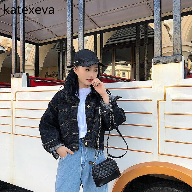 Katexeva 2018 новые осенние Повседневное джинсовая куртка Женская Корейская версия