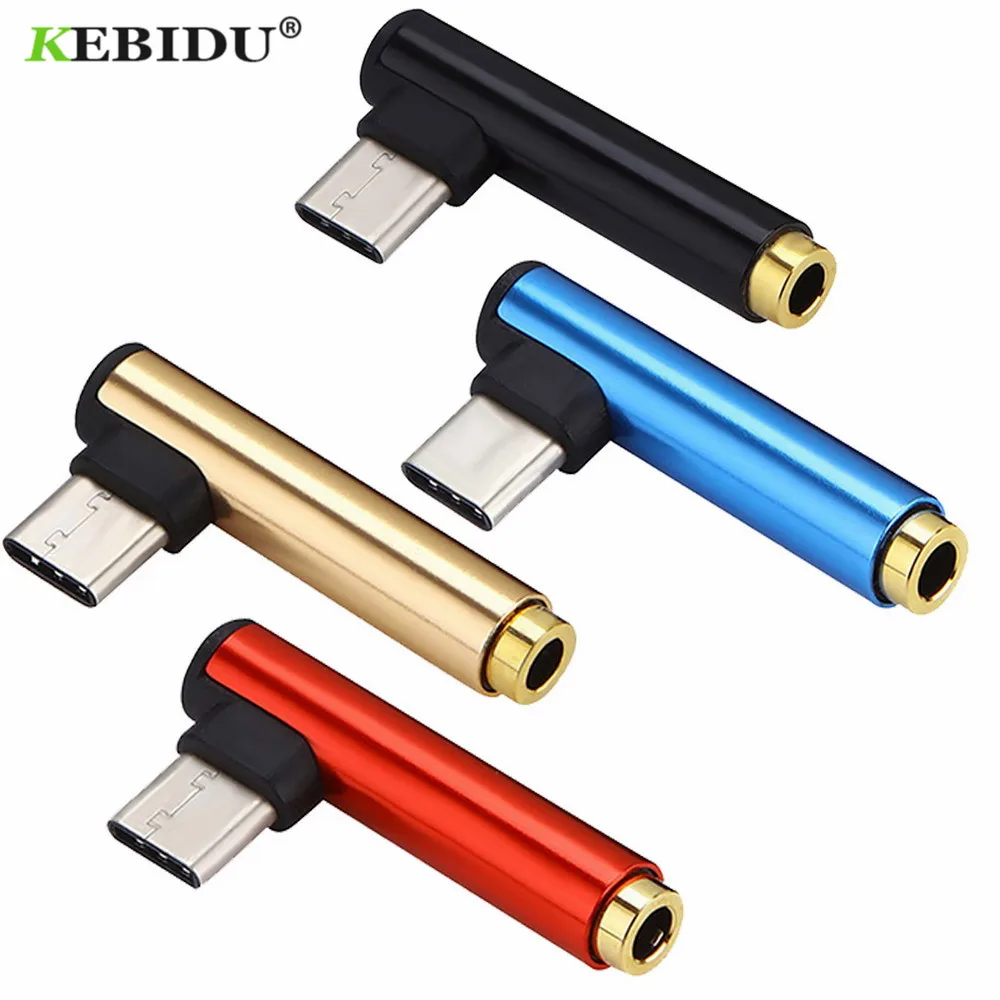 Адаптер Usb Type C KEBIDU 2 в 1 зарядное устройство аудиокабель с разъемом типа на 3 5 мм