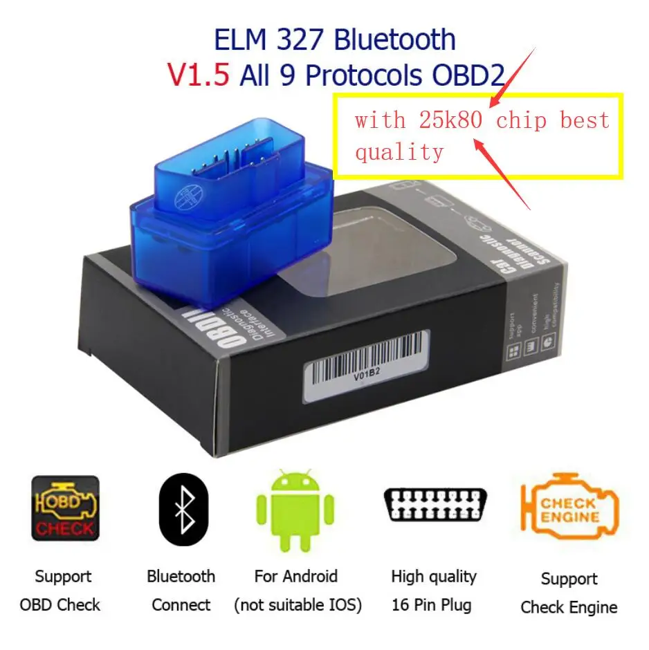 Супер Мини ELM327 Bluetooth elm327 V1.5 с 25k80 чипом мини ELM-327 Авто OBD2 диагностический сканер Mini ELM-327 для Android