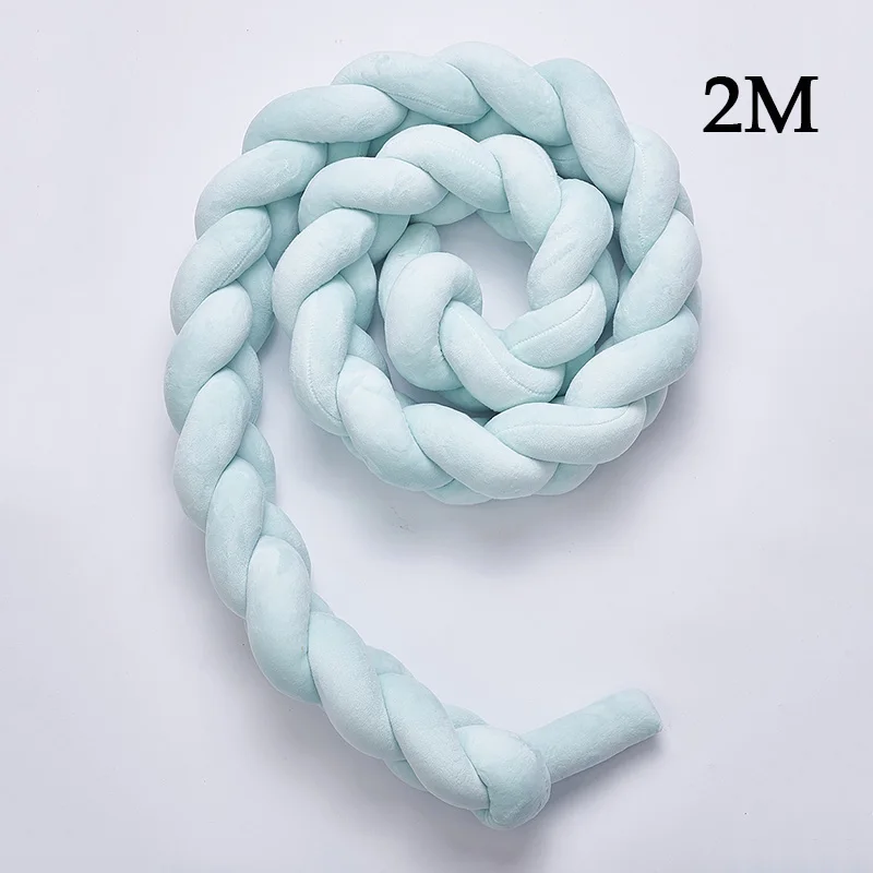 green2M 1 шт., 2 м/3 м, детская ручная работа, Узелок для новорожденных, длина бампера, завязанная мягкая тесьма, мягкая разноцветная детская кроватка, декор для комнаты, NBB0184 - Цвет: green2M
