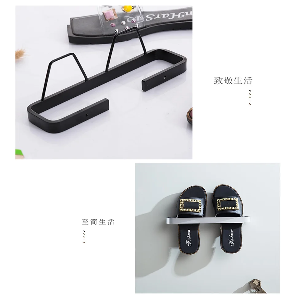 Black Silver Space Aluminum Slippers Shelf Bathroom Shoe Rack Modern Afterdoor Storage | Обустройство дома