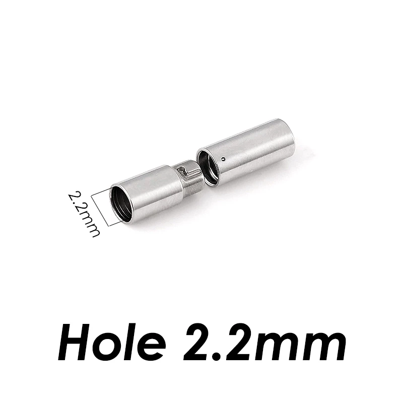 Steel 2.2mm 2 шт./лот Высокое качество нержавеющая сталь ювелирный разъем кожаные застежки для DIY кожаный шнурок для Подвески Браслеты Изготовление ювелирных изделий - Цвет: Steel 2.2mm