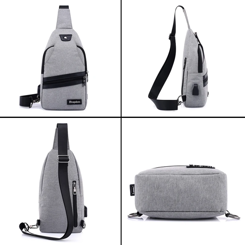 Горячая 2017 новая мода USB дизайн Холст Сумка грудь мужчины сумка Anti Theft Большая