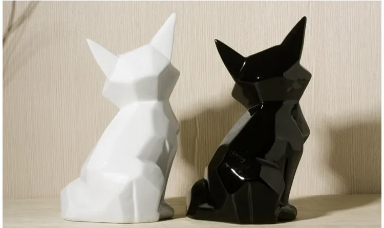 Black and white Китайские фигурки лисы, украшения для дома и офиса, стильные украшения для гостиной/кабинета, украшения для стола, керамические изделия X'max, подарок - Цвет: Black and white