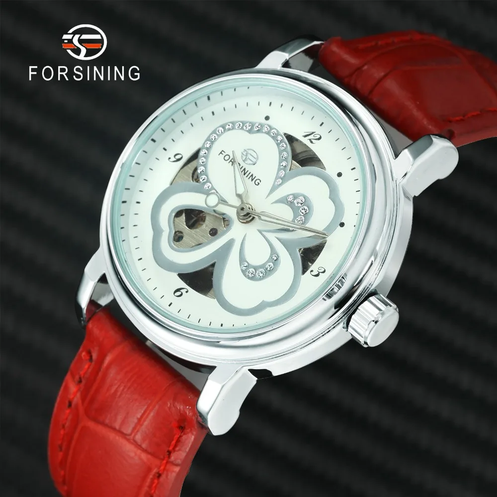 Часы наручные FORSINING женские механические модные элегантные с ремешком из Красной