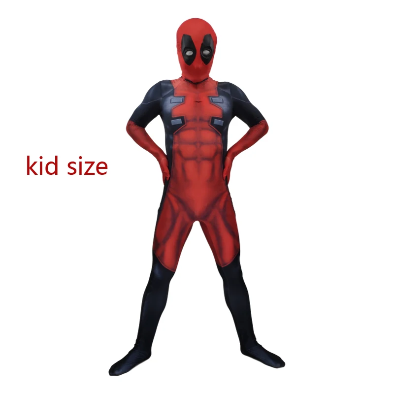 Kid clothes Ainclu Горячая Хэллоуин косплей полный тело Дэдпул 2 костюм Взрослый Цифровой принт костюм из лайкры дети взрослые Дэдпул Косплей зентай - Цвет: Kid clothes