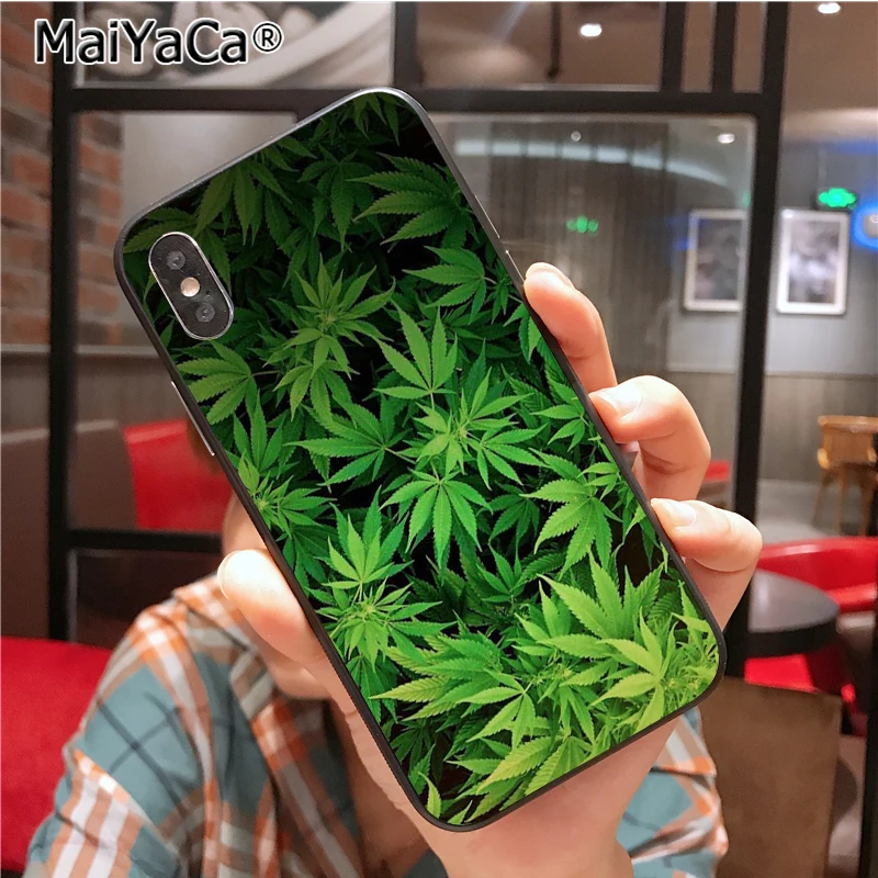MaiYaCa листья растений Лист Каннабиса DIY окрашенный крутой чехол для iPhone X Xs Xr Xs max 7plus 6 6s 7 8 8Plus 5 5S SE 10 Чехол - Цвет: 15