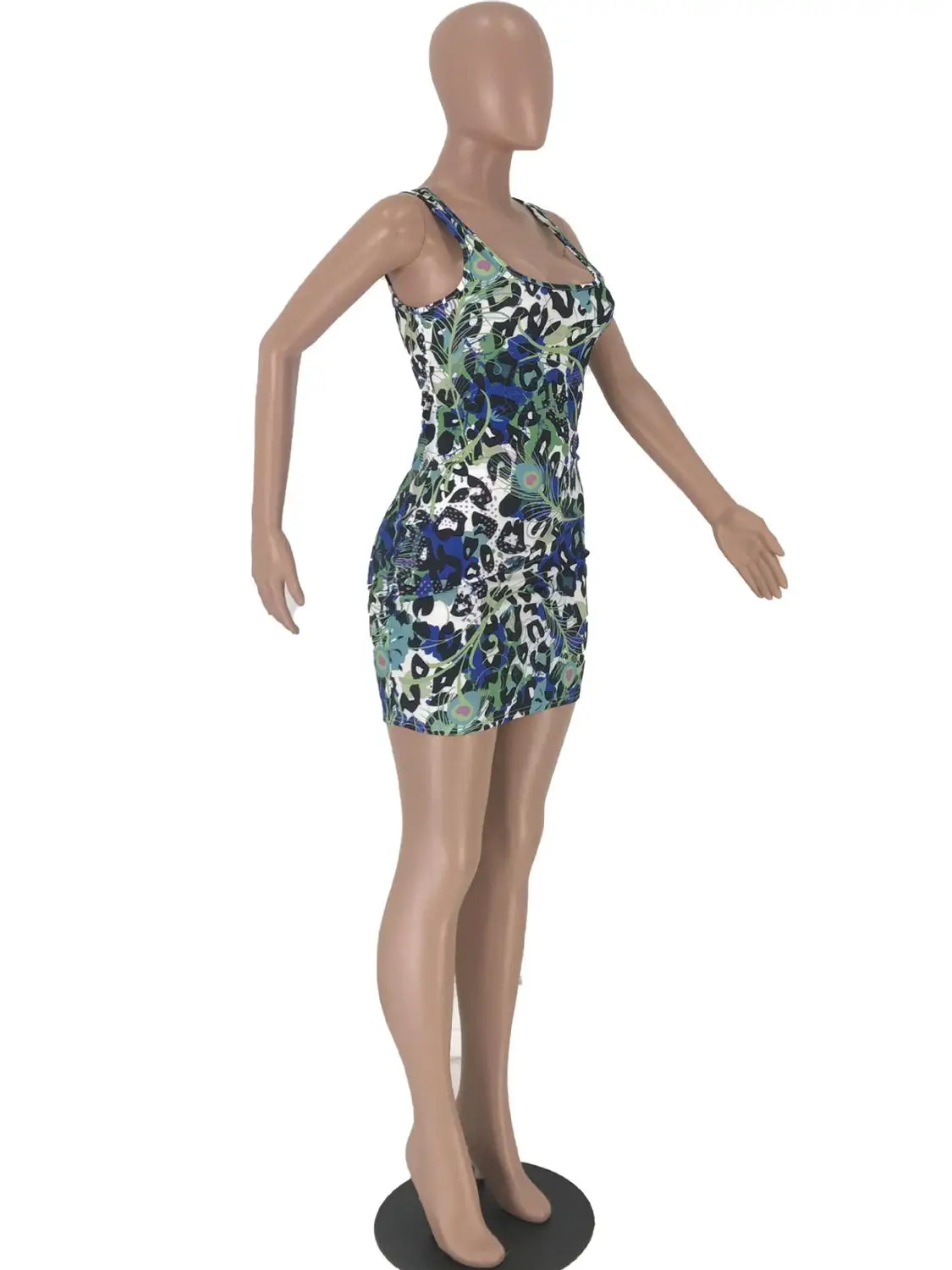 

Peacock Feather Print Mini Dress Women Casual Cute Leopard Print Tank Top Bodycon Summer Dress Sexy Skinny Women Dress Vestidos