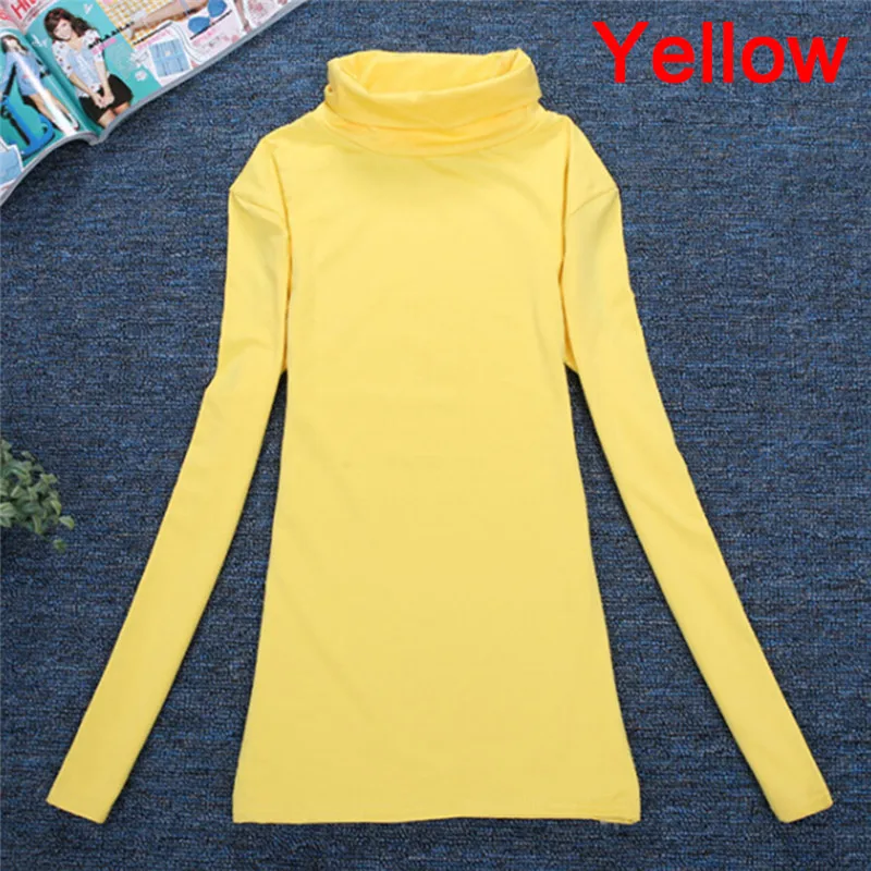

Solid High Collar Turtleneck Long Sleeve Tops bottoming shirt Blusas Femininas Clothing Blouses Shirts