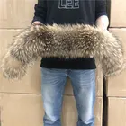 Воротник из натурального меха 100% натуральный мех енота шарф для мужчин женщин детские парки пальто мужской мех воротники черный 50 60 70 90 см