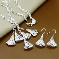 doteffil 925 sterling silver fan shaped necklace earring set for woman wedding engagement party fashion charm jewelry