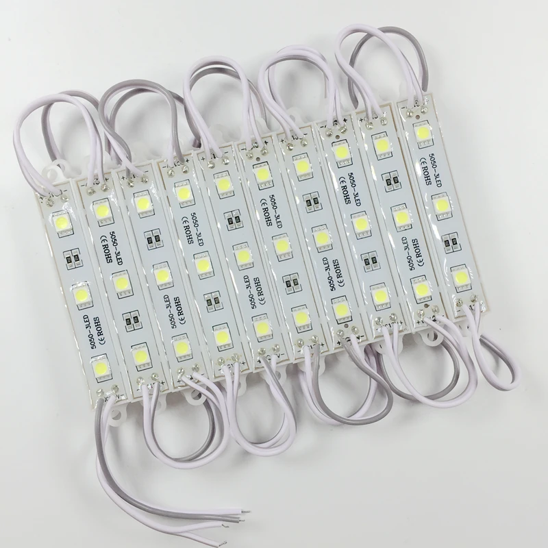 Светодиодный водонепроницаемый модуль 5050 20 шт. 3 светодиода 12 в пост. Тока|5050 led