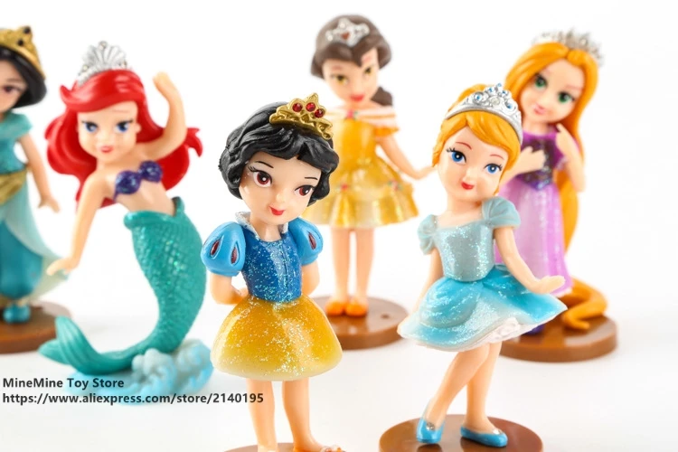 DISNEY Princess Белоснежка Рапунцель Жасмин Think bell Bella Ariel 9 см 6 шт./компл. фигурка аниме