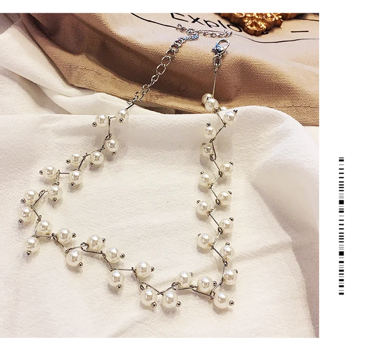Korean Jewelry Fashion Simple trendy Short Necklace Imitation Pearl Steampunk Torques Women Statement | Украшения и аксессуары