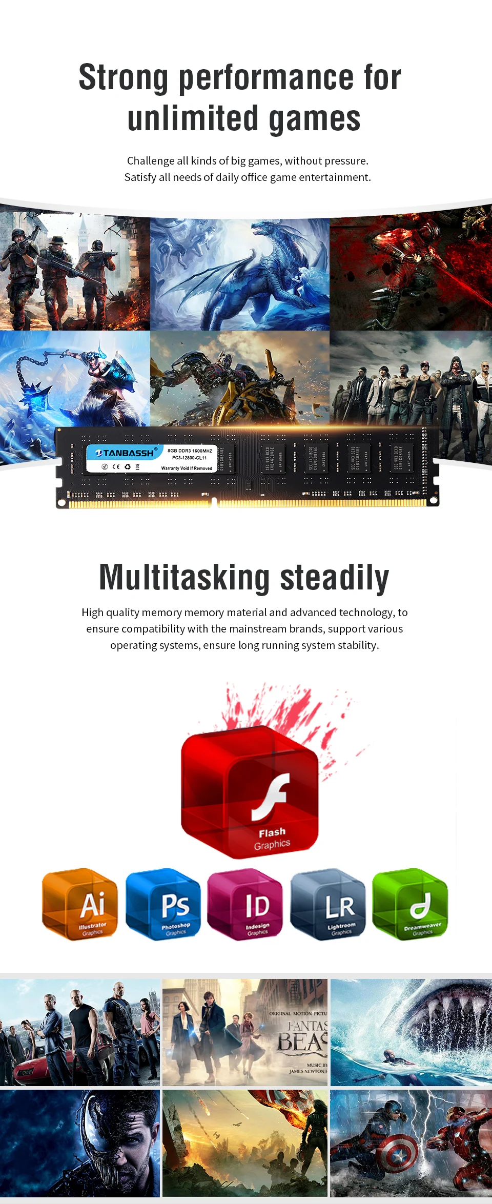 DDR3 8 ГБ ОЗУ DDR3 4 Гб 1333 МГц/1600 МГц Настольный модуль памяти 240pin 1,5 в 4 ГБ/8 ГБ DIMM для Intel TANBASSH