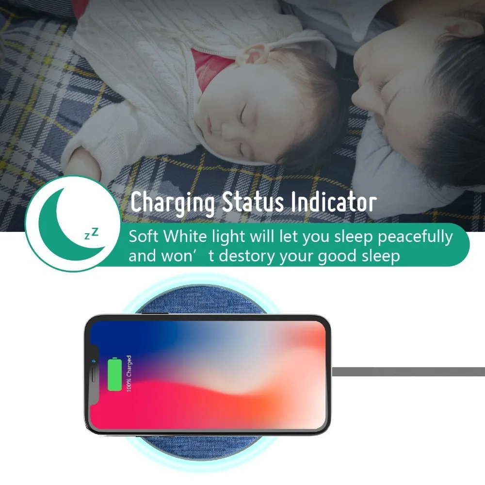 Wofalo быстро Беспроводной Зарядное устройство для iPhone X 8/8 плюс 10 Вт Qi зарядного