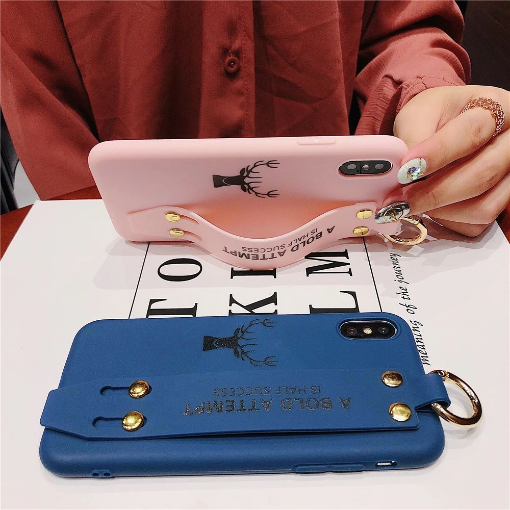 Высокое качество кольцо ремешок чехол для iPhone X XS MAX XR простой Олень 7 8 6 S Plus Мягкий