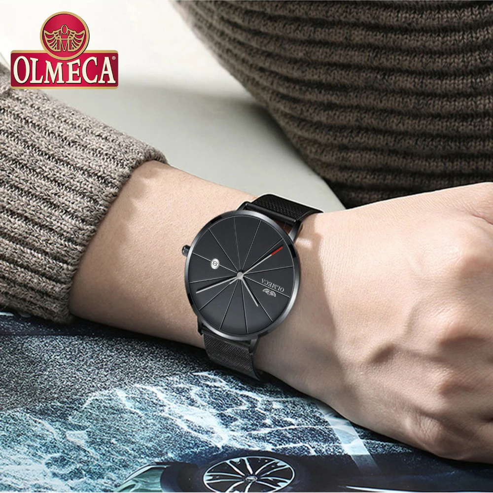 

OLMECA New Fashion Sport Mens Watches Brand Luxury Waterproof Simple Watch Men Ultra Thin Dial Quartz Clock Relogio Masculino