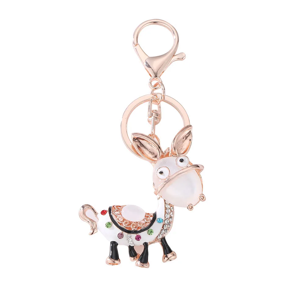 Lovely Donkey Keyring Alloy Rhinestone Keychain Car Purse Bag Buckle HandBag Pendant Charm Key Chains Fine Jewelry Gift @M10 | Украшения и