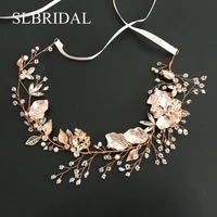 slbridal rose gold crystal rhinestone natural pearls wedding hair accessories hairband bridal headband bridesmaids jewelry women