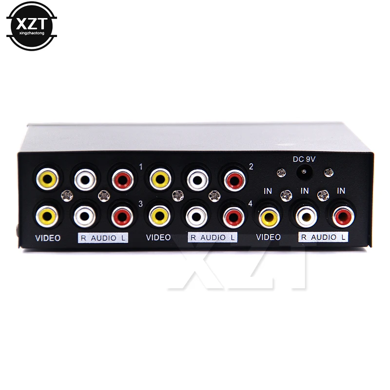 

4 Port 1x4 Box AV Video Audio Splitter RCA Splitter RCA with Metal Housing 1 in FOR 4 out for DVD HDTV W Power Distributor new