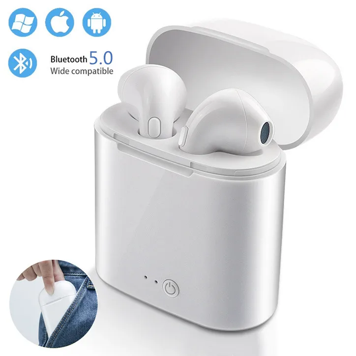 Беспроводные bluetooth наушники i7s TWS стерео вкладыши гарнитура с зарядным