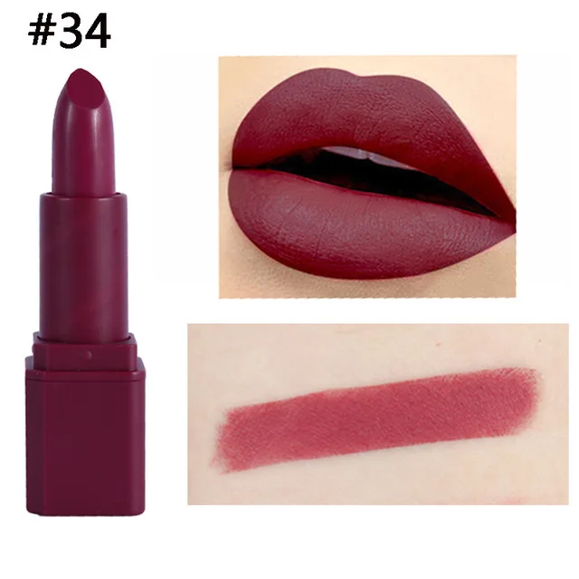 34 MISS ROSE, новинка, 20 цветов, водостойкая матовая губная помада, натуральный, легко носить, пигменты, длинный, прочный batom, макияж, помада для губ, maquiagem - Цвет: 34