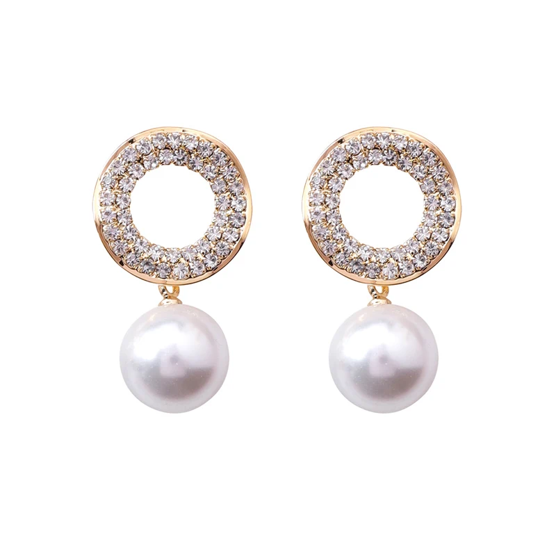 2018 корейские изящные стразы круглые серьги для женщин очаровательные имитация